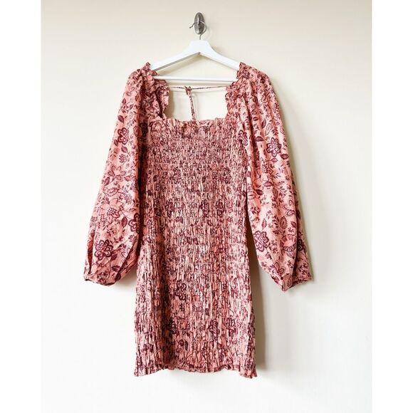 Free People Floral Long Sleeve Dress - Pink and Brown - Picture 7 of 10